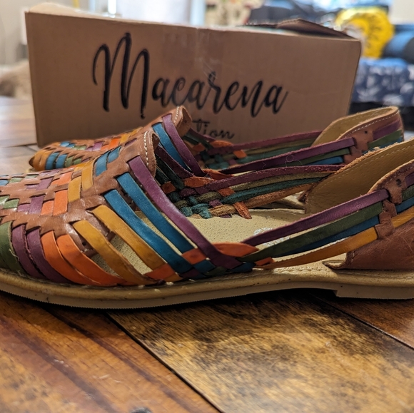 Macerena Collection Huarache~ Boho- Hippie ~ Mexican Colorful Leather Sandal - Picture 6 of 7